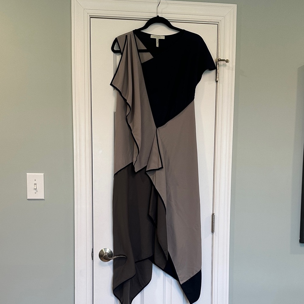 BCBGMaxAzria Black and Gray Asymmetrical Dress